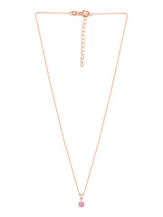 1 Carat Rose Gold Pink Stone Pendant With Chain For Women