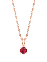 1 Carat Rose Gold Ruby Solitaire Pendant With Chain