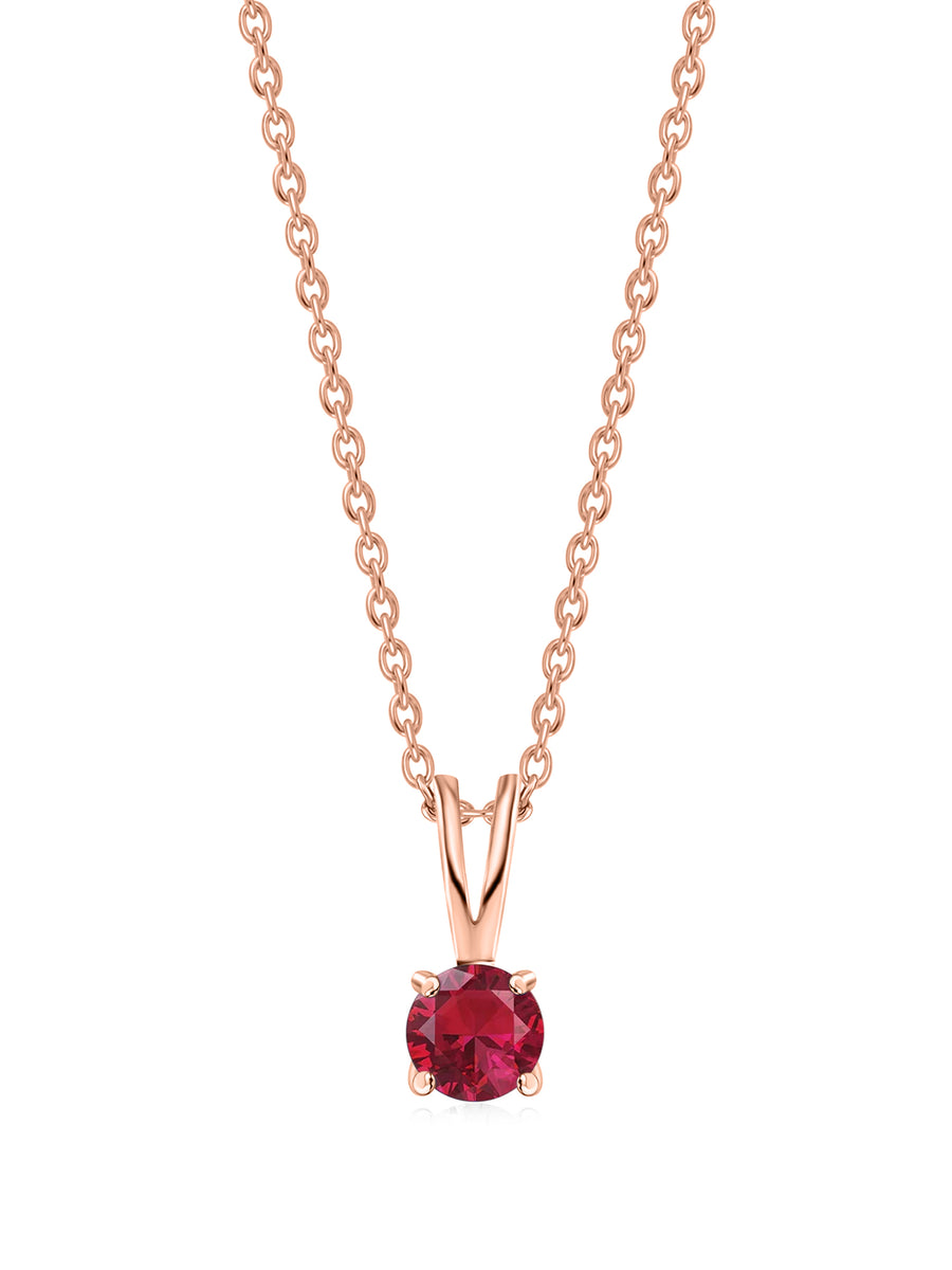 1 Carat Rose Gold Ruby Solitaire Pendant With Chain