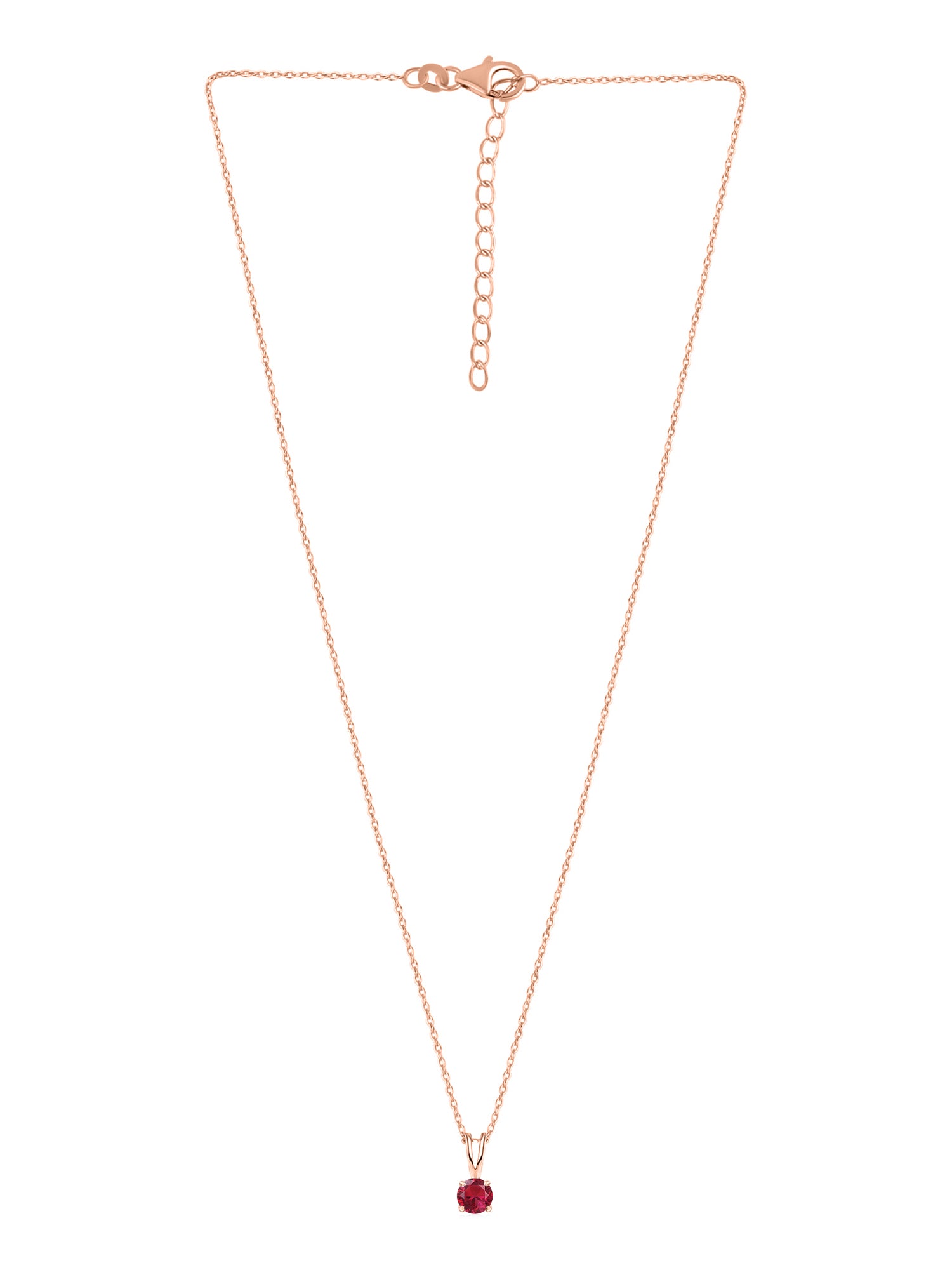 1 Carat Rose Gold Ruby Solitaire Pendant With Chain