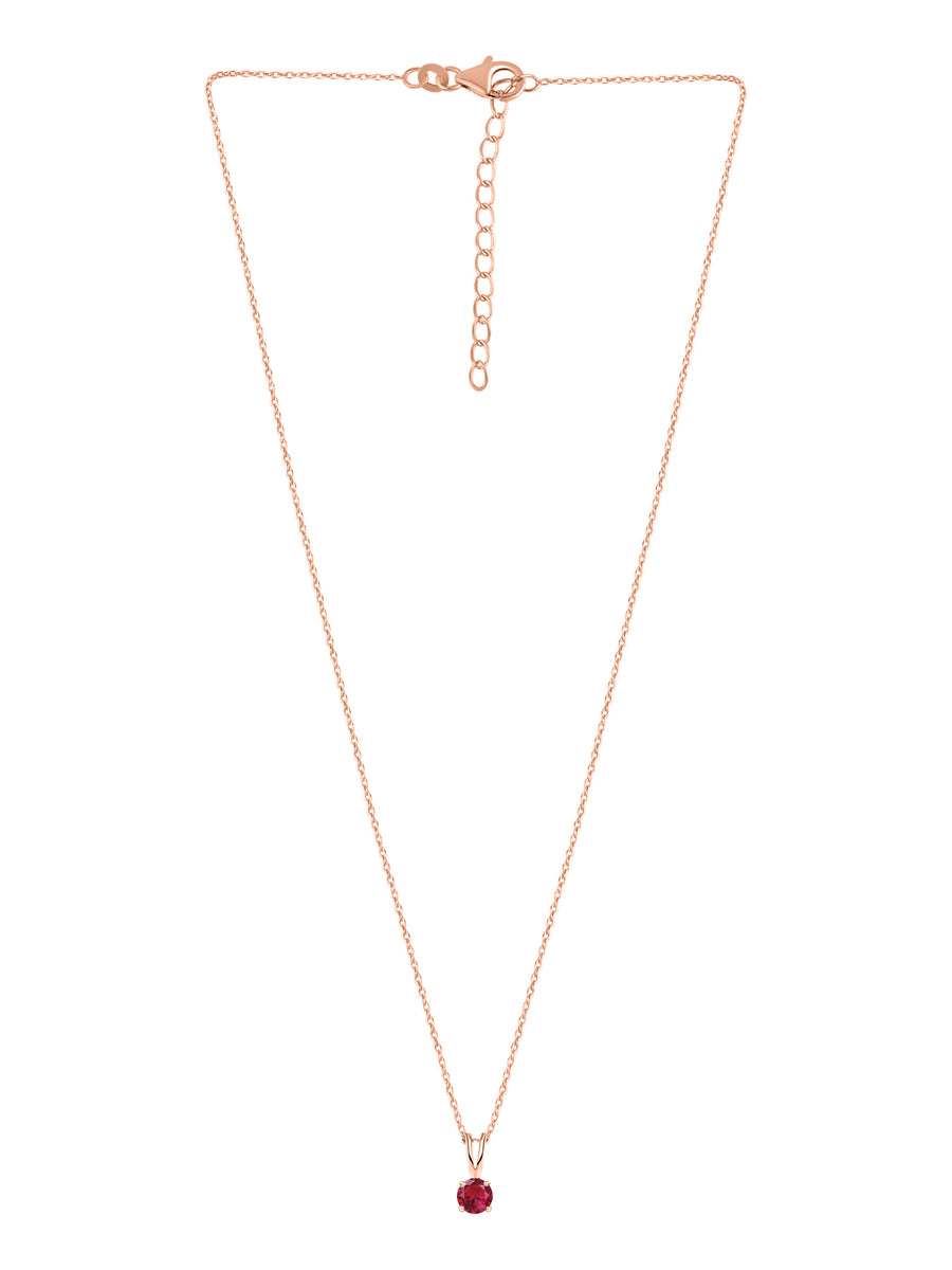 1 Carat Rose Gold Ruby Solitaire Pendant With Chain