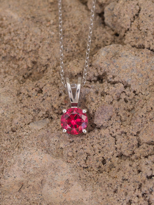 RUBY DAILY WEAR SOLITAIRE NECKLACE IN 18 INCH MADE WITH 925 SILVER-2