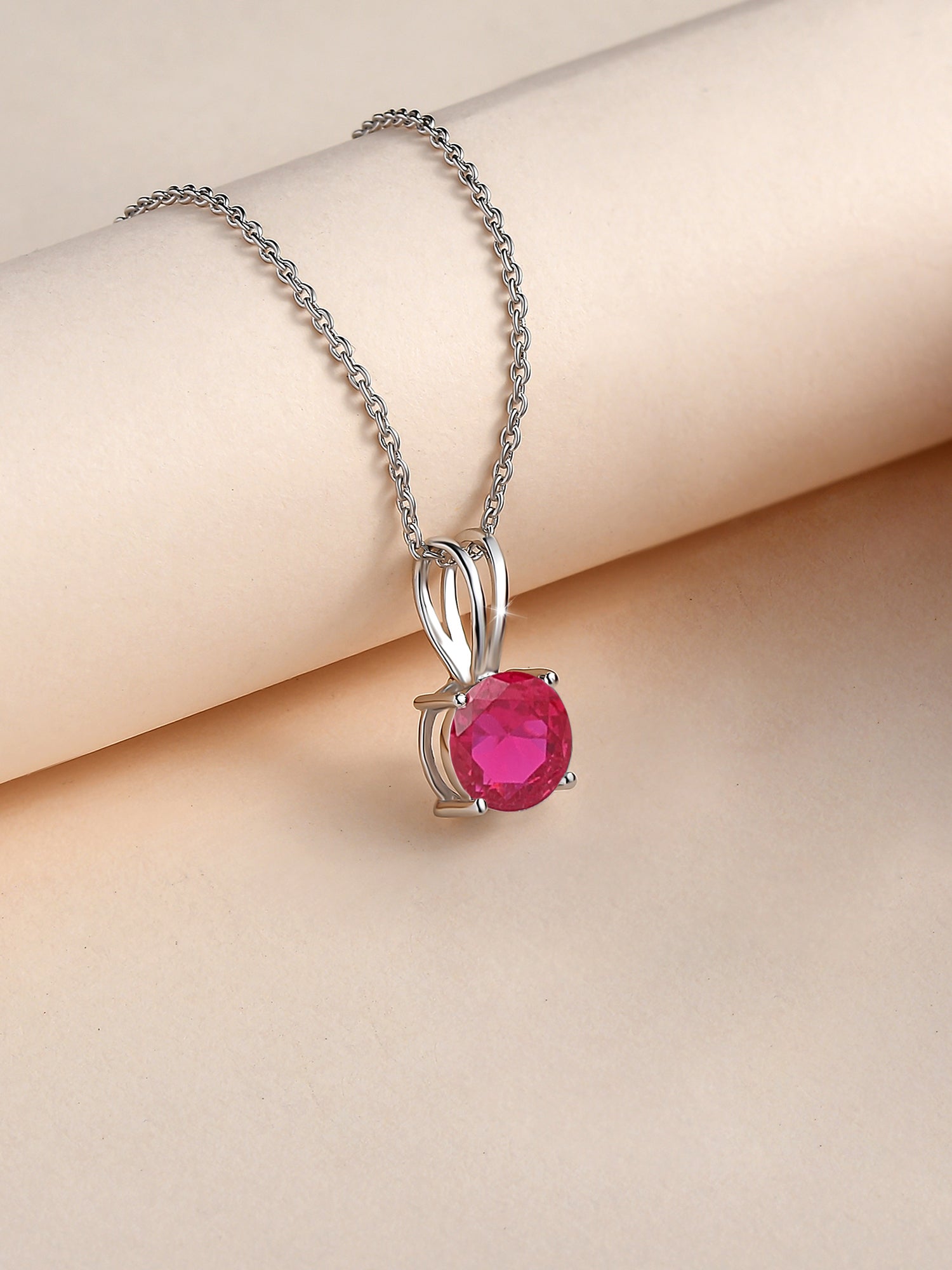 1 Carat Ruby Solitaire Pendant With Chain-1