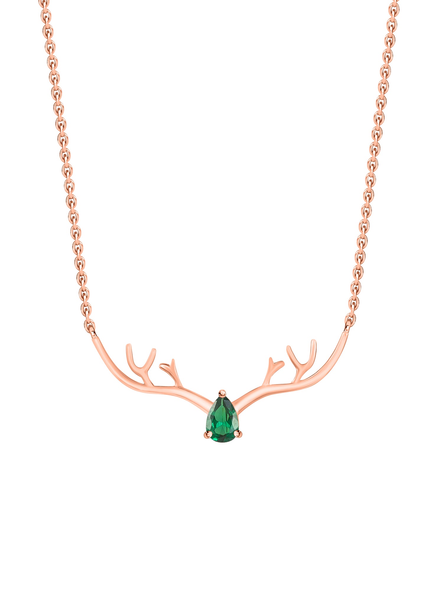 Ornate Jewels Rose Gold Emerald Deer Necklace For Women
