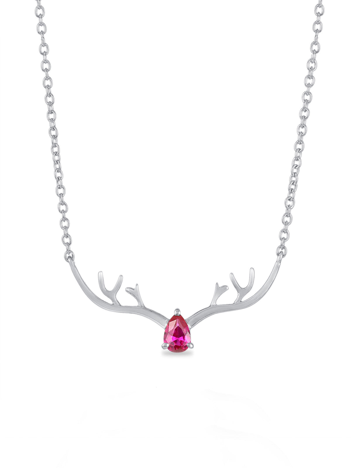 Ornate Jewels Ruby Deer Necklace For Women