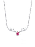 Ornate Jewels Ruby Deer Necklace For Women