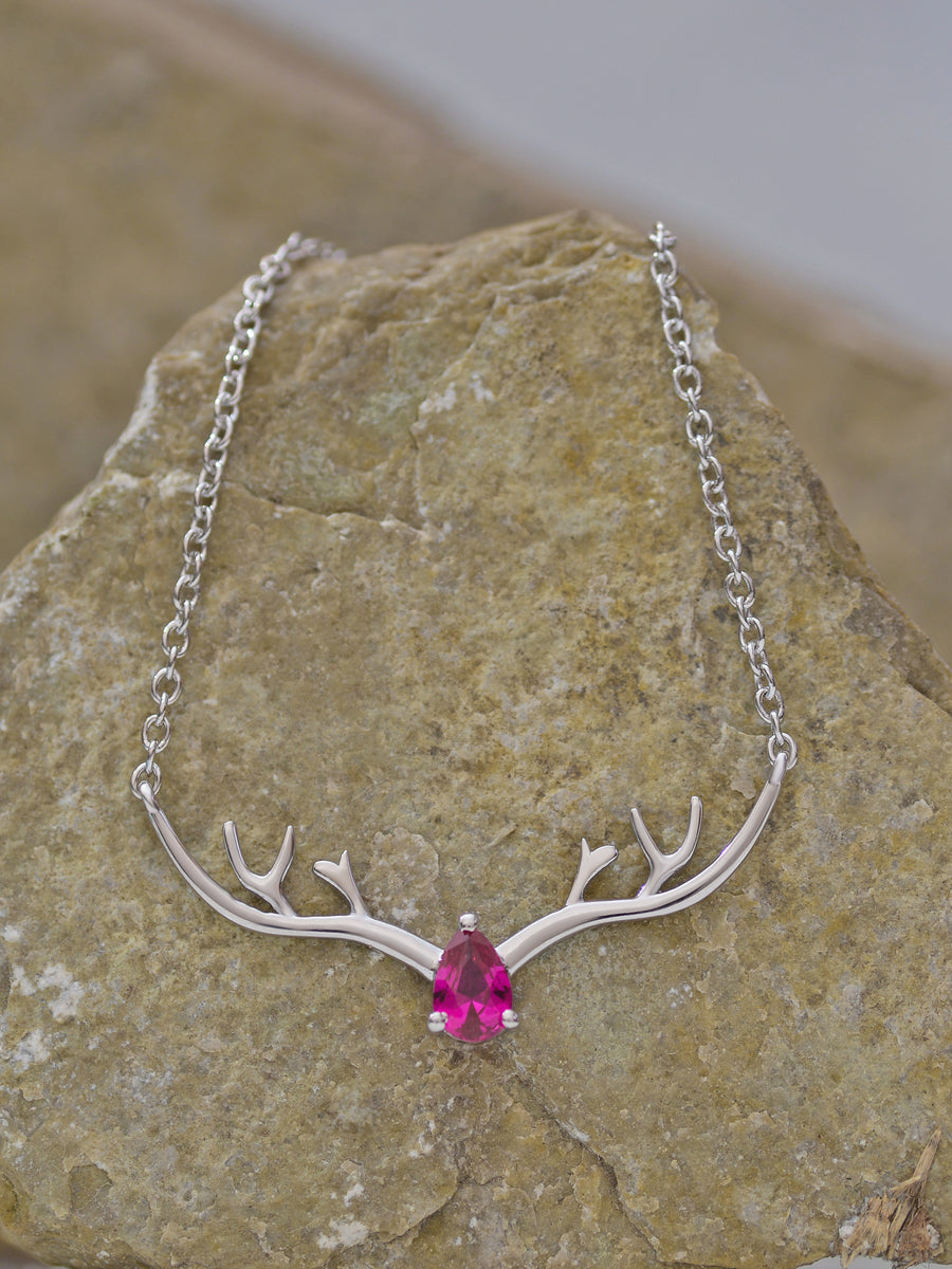 Ornate Jewels Ruby Deer Necklace For Women-1