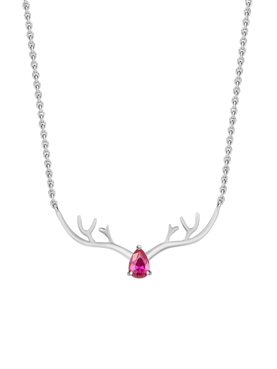 Ornate Jewels Ruby Deer Necklace For Women