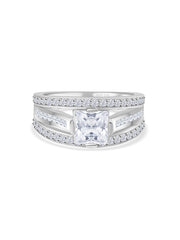 1.5 CARAT PRINCESS SOLITAIRE SILVER RING WITH AMERICAN DIAMONDS-1