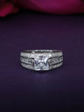1.5 CARAT PRINCESS SOLITAIRE SILVER RING WITH AMERICAN DIAMONDS