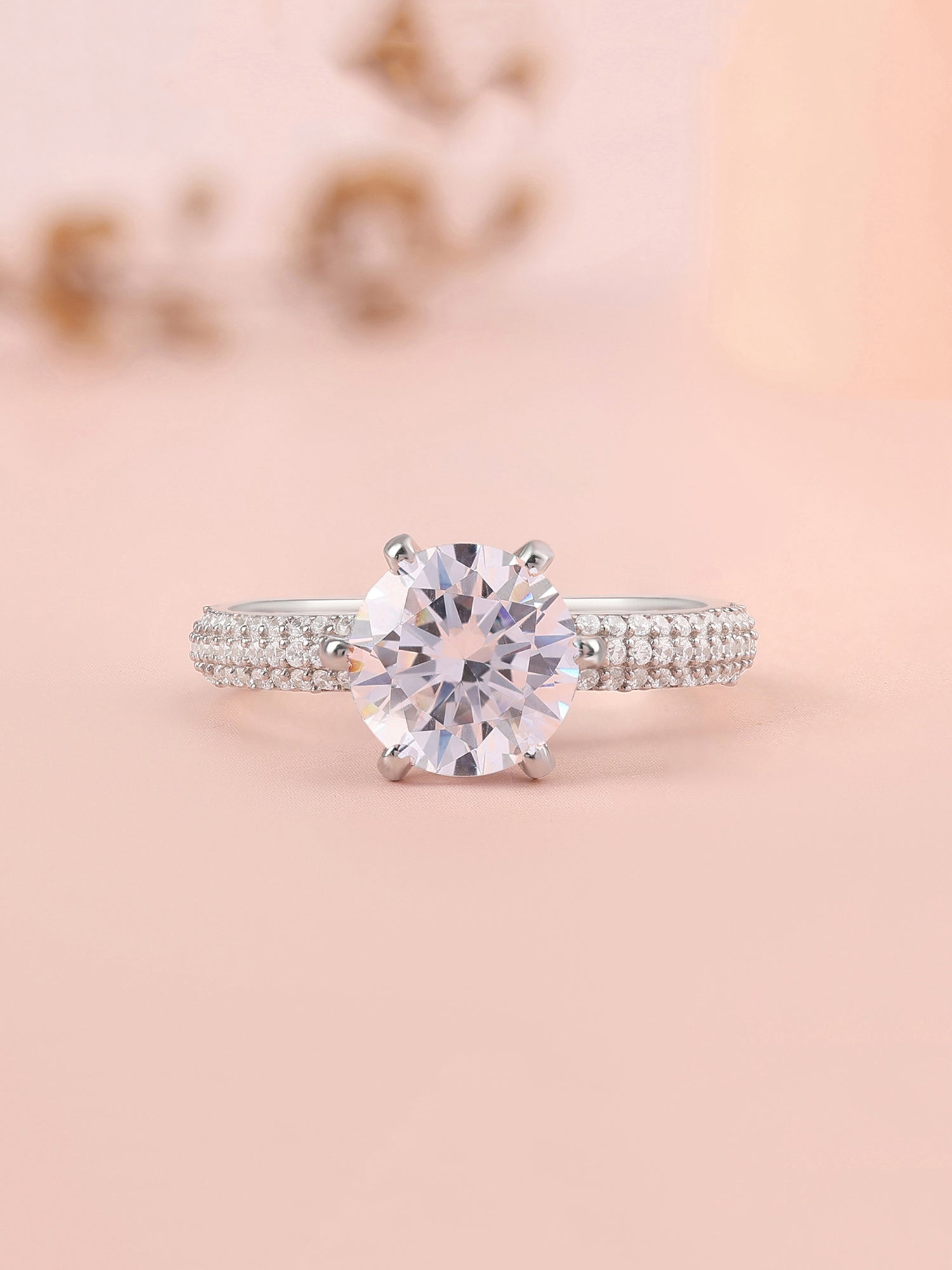 ORNATE JEWELS 3 CARAT SPARKLING SOLITAIRE RING