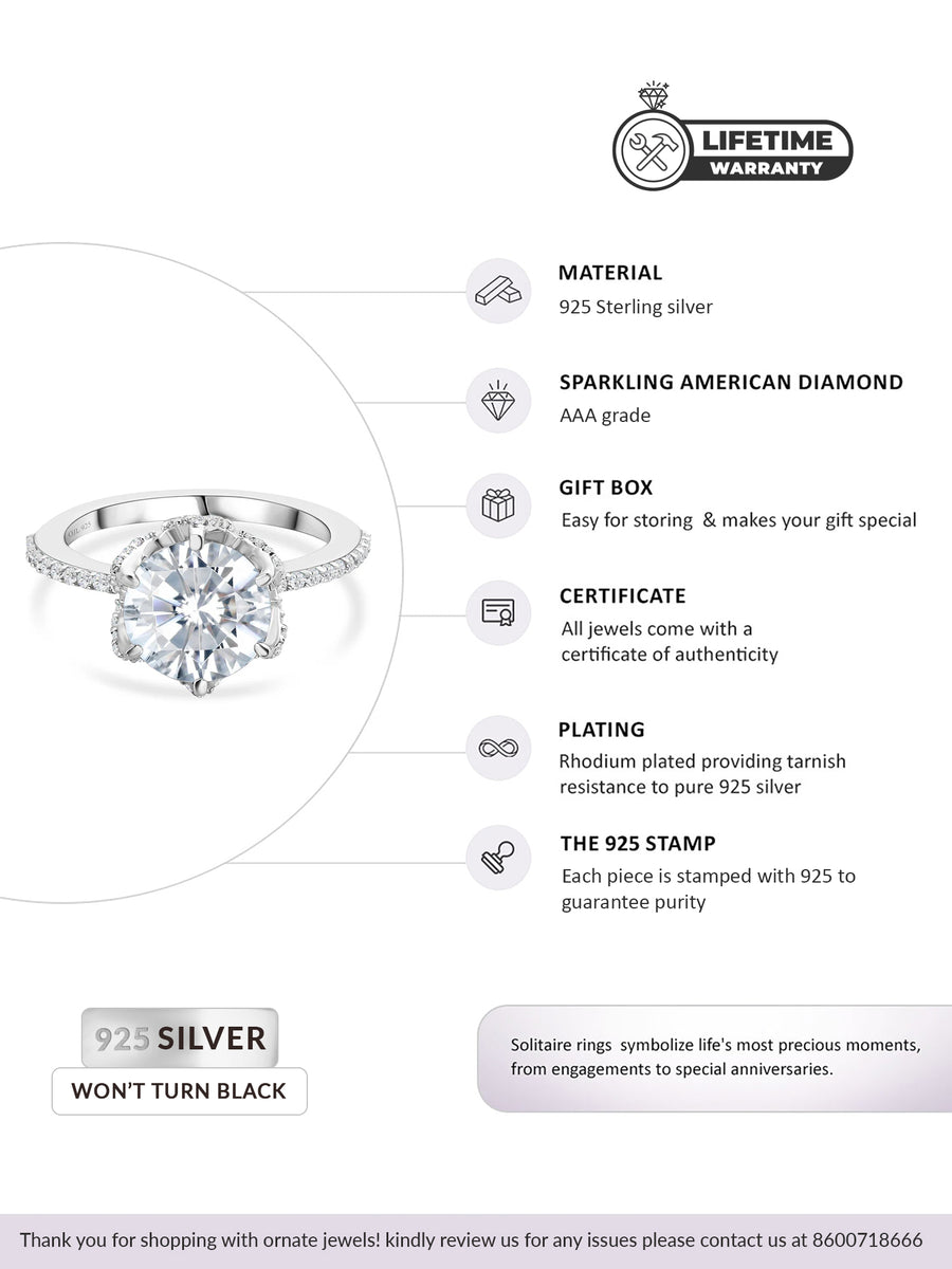 Ornate Jewels 5 Carat Solitaire Ring For Women-6