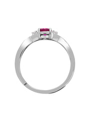 Red Ruby Criss Cross Solitaire Adjustable Ring In Pure 925 Silver-3