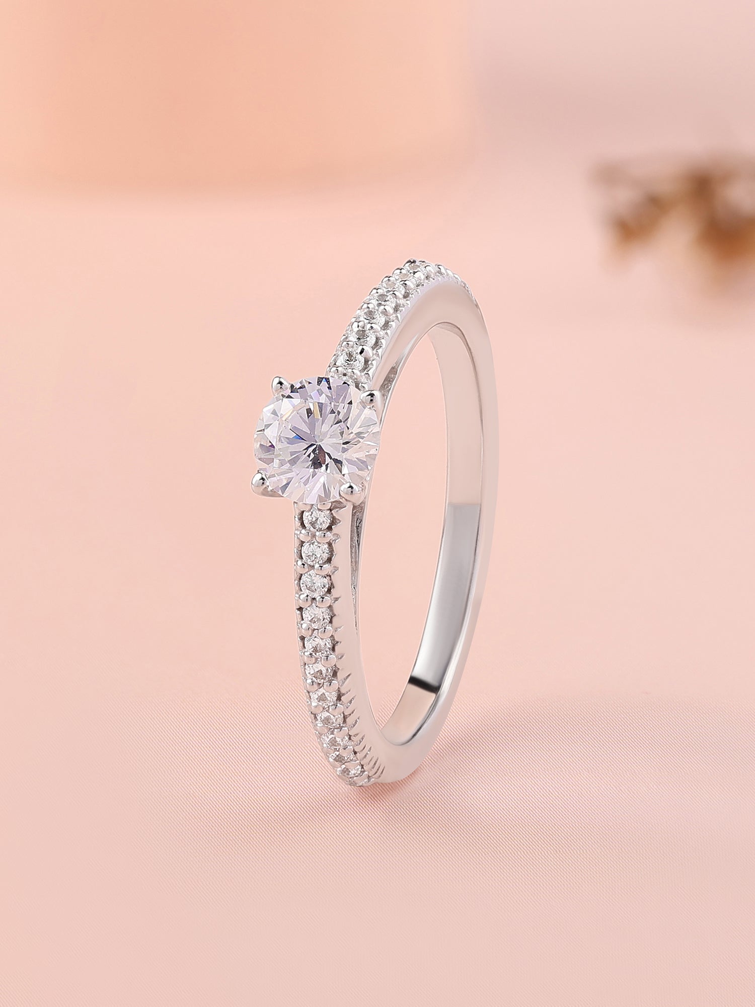 ORNATE JEWELS SIMPLE SOLITAIRE SILVER RING FOR 