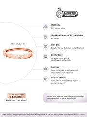 Rose Gold Solitaire Adjustable Silver Ring-3