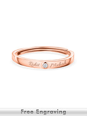 Rose Gold Solitaire Adjustable Silver Ring