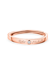 Rose Gold Solitaire Adjustable Silver Ring