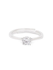 1 Carat Single Solitaire Adjustable Silver Ring For Women-3