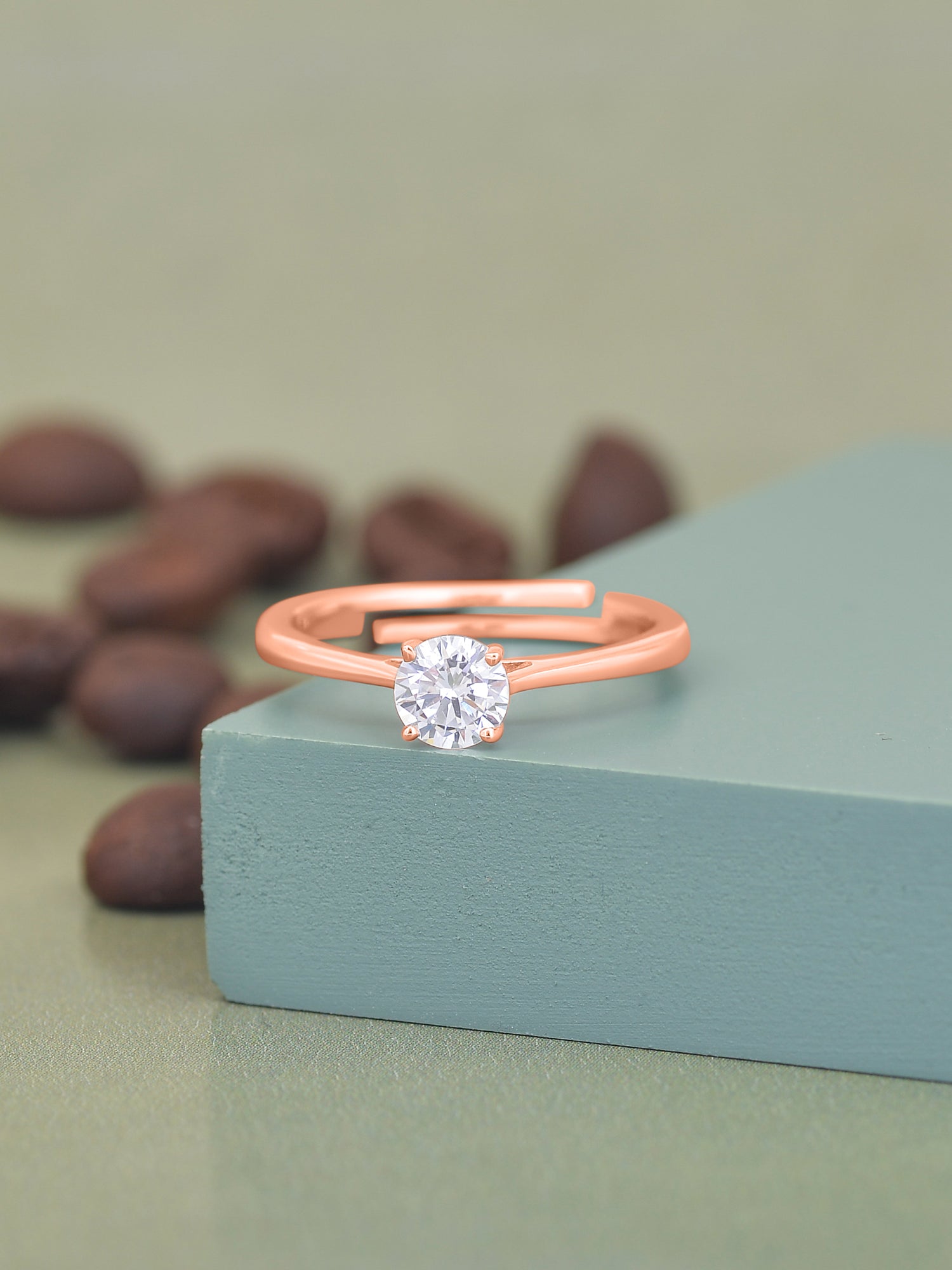 1 Carat Single Solitaire Adjustable Rose Gold Ring For Women-2