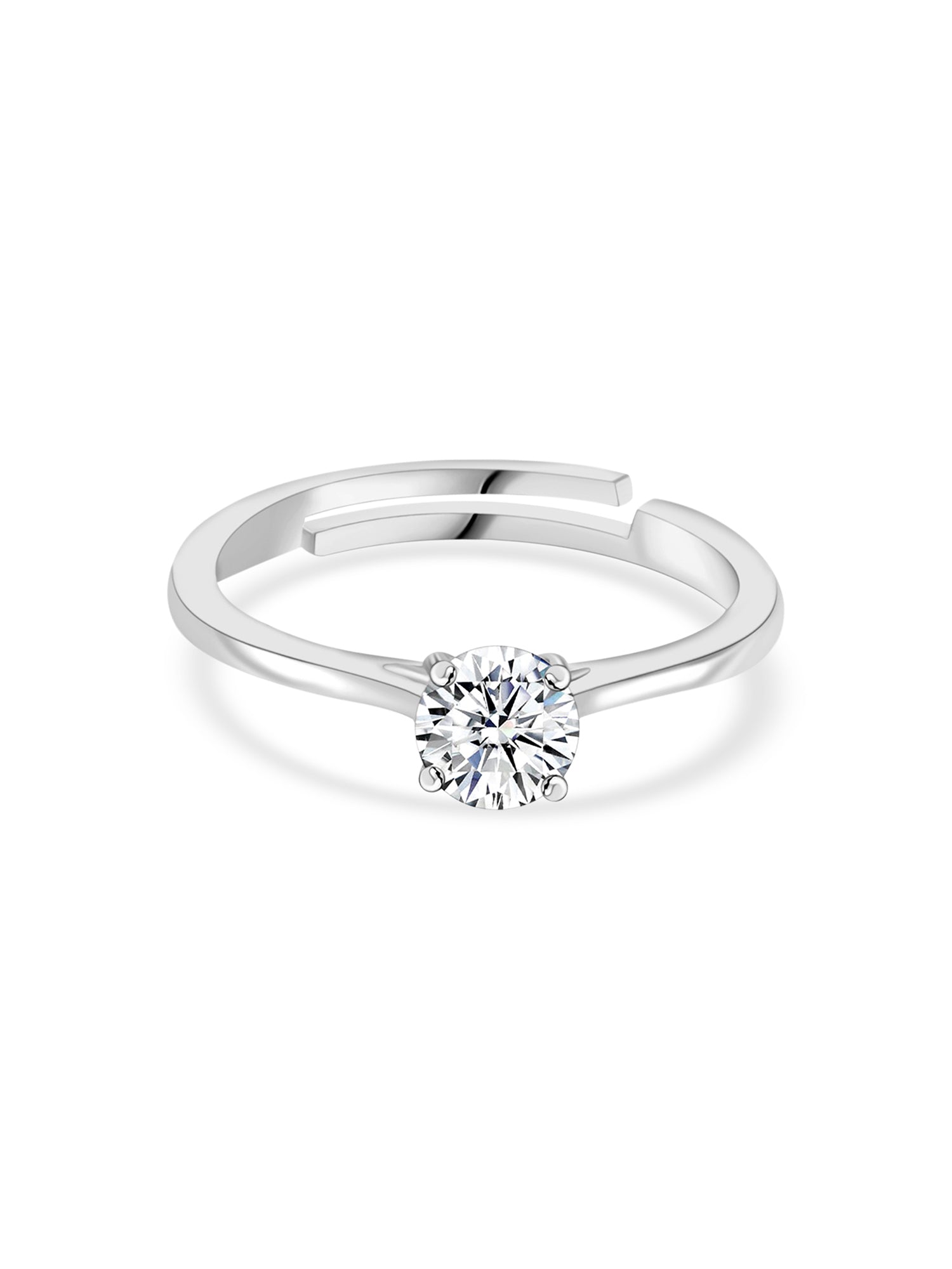 1 Carat Single Solitaire Adjustable Silver Ring For Women-1