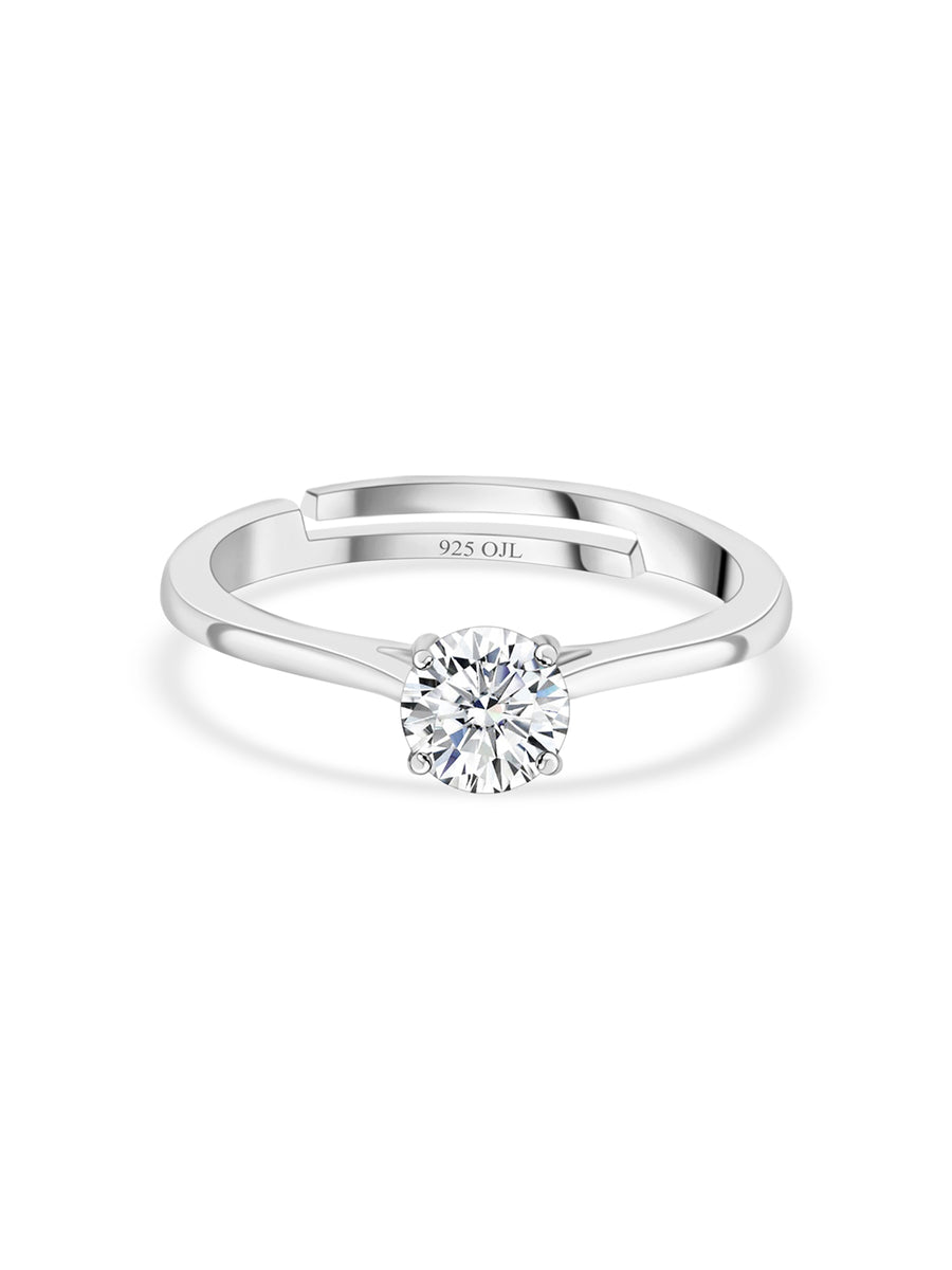 1 Carat Classic American Diamond Silver Ring for Women | Solitaire Ring