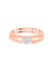 1 Carat American Diamond Solitaire Adjustable Ring For Men in Rose Gold Silver