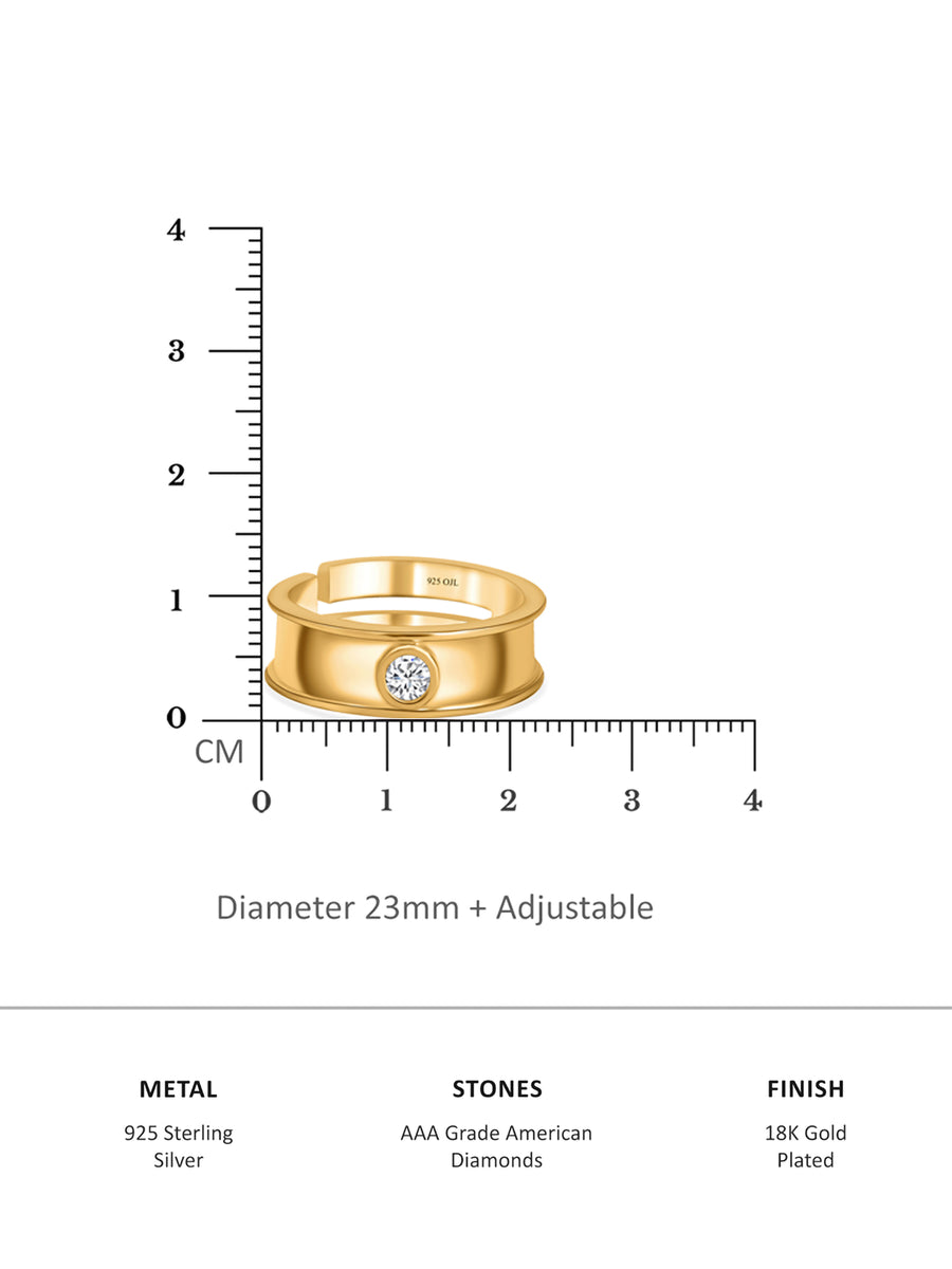 0.2 Carat 18K Gold Plated Made In Pure Silver Adjustable Ring For Him-3
