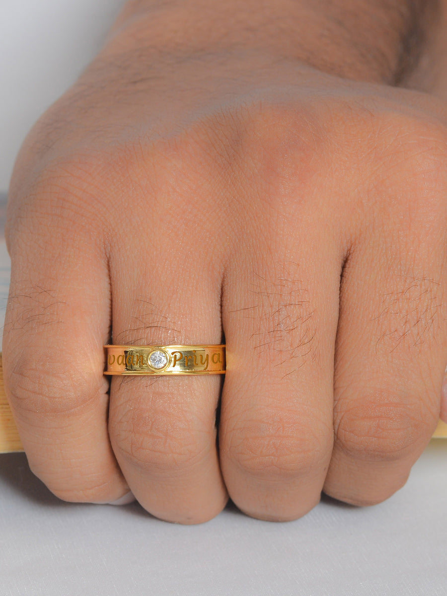 0.2 Carat 18K Gold Plated Made In Pure Silver Adjustable Ring For Him-2