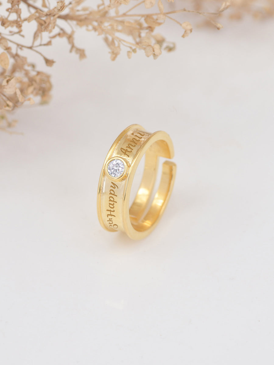 Gold Plated Solitaire Adjustable Ring-2