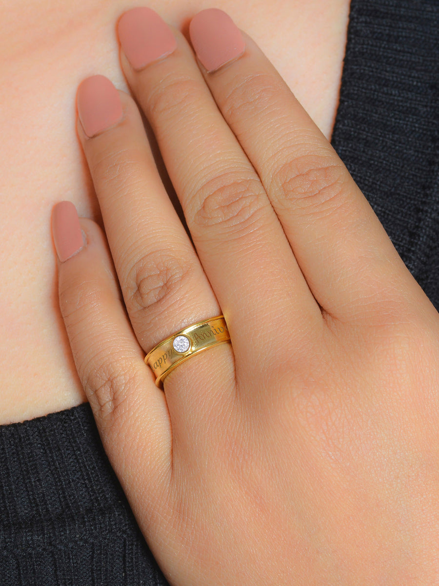 Gold Plated Solitaire Adjustable Ring-3