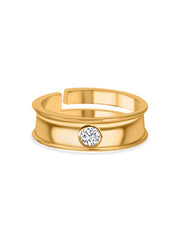 GOLD PLATED SOLITAIRE ADJUSTABLE RING FOR WOMEN-3