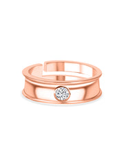 Solitaire Adjustable Rose Gold Band Ring