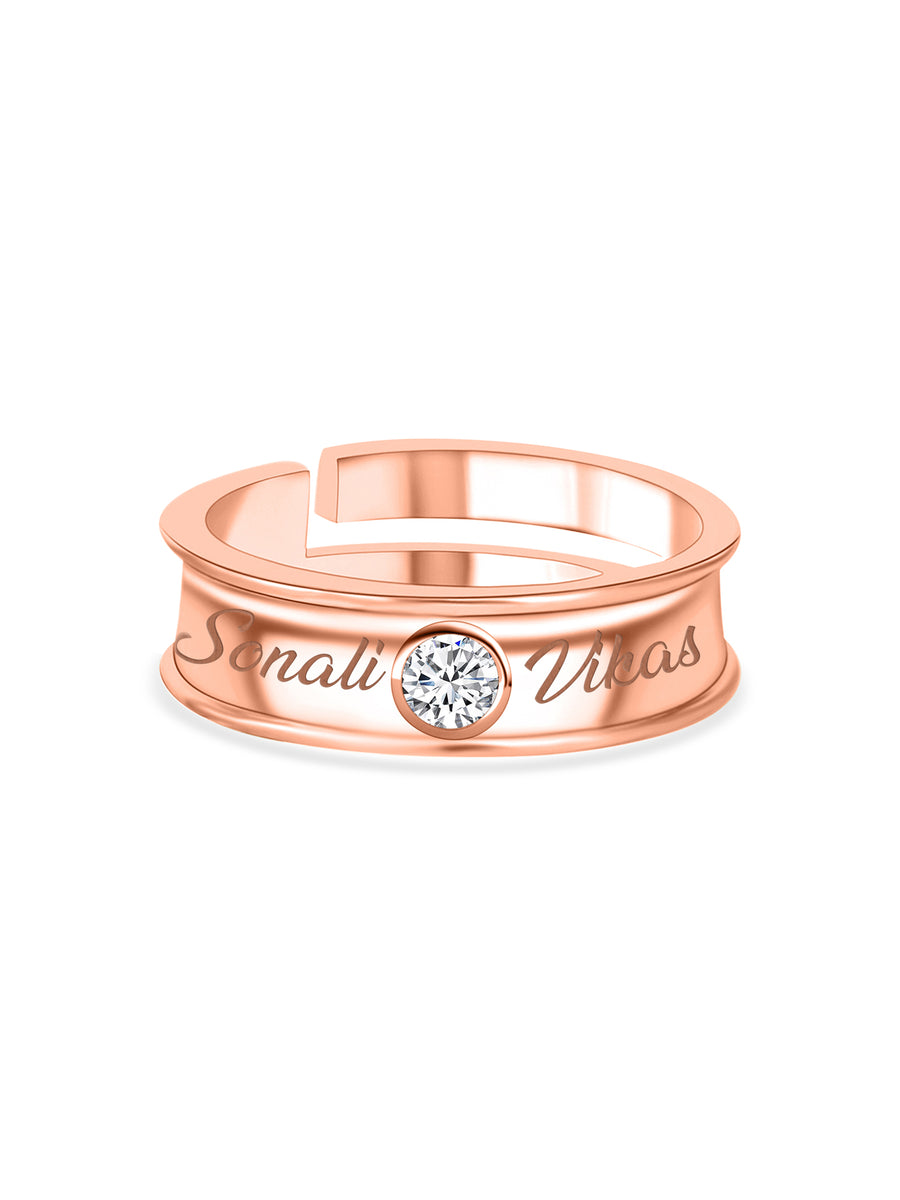 Solitaire Adjustable Rose Gold Band Ring