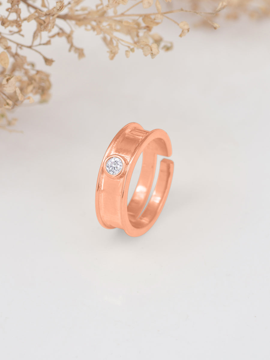 Solitaire Adjustable Rose Gold Band Ring-1
