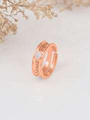 Solitaire Adjustable Rose Gold Band Ring