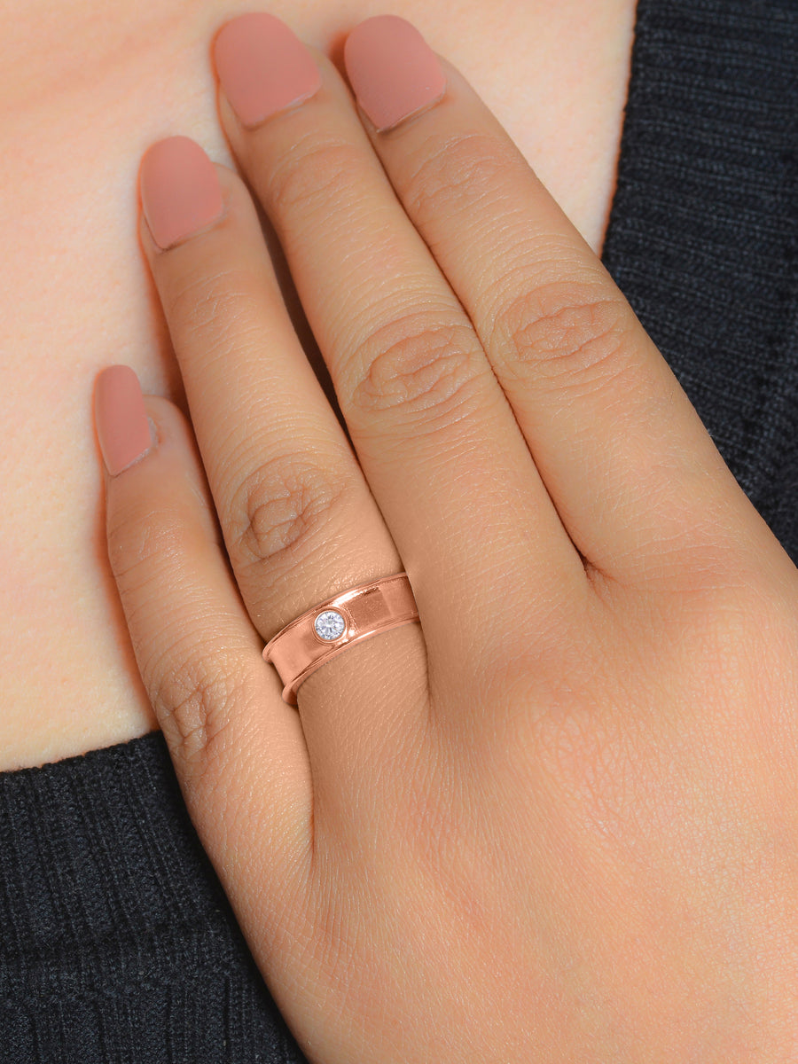 Solitaire Adjustable Rose Gold Band Ring-2