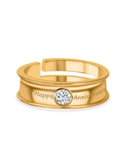 Gold Plated Solitaire Adjustable Ring