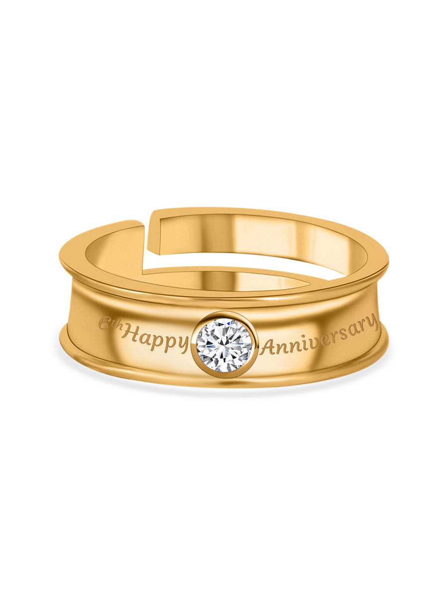 Gold Plated Solitaire Adjustable Ring