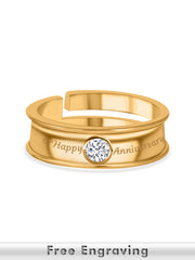 Gold Plated Solitaire Adjustable Ring-5