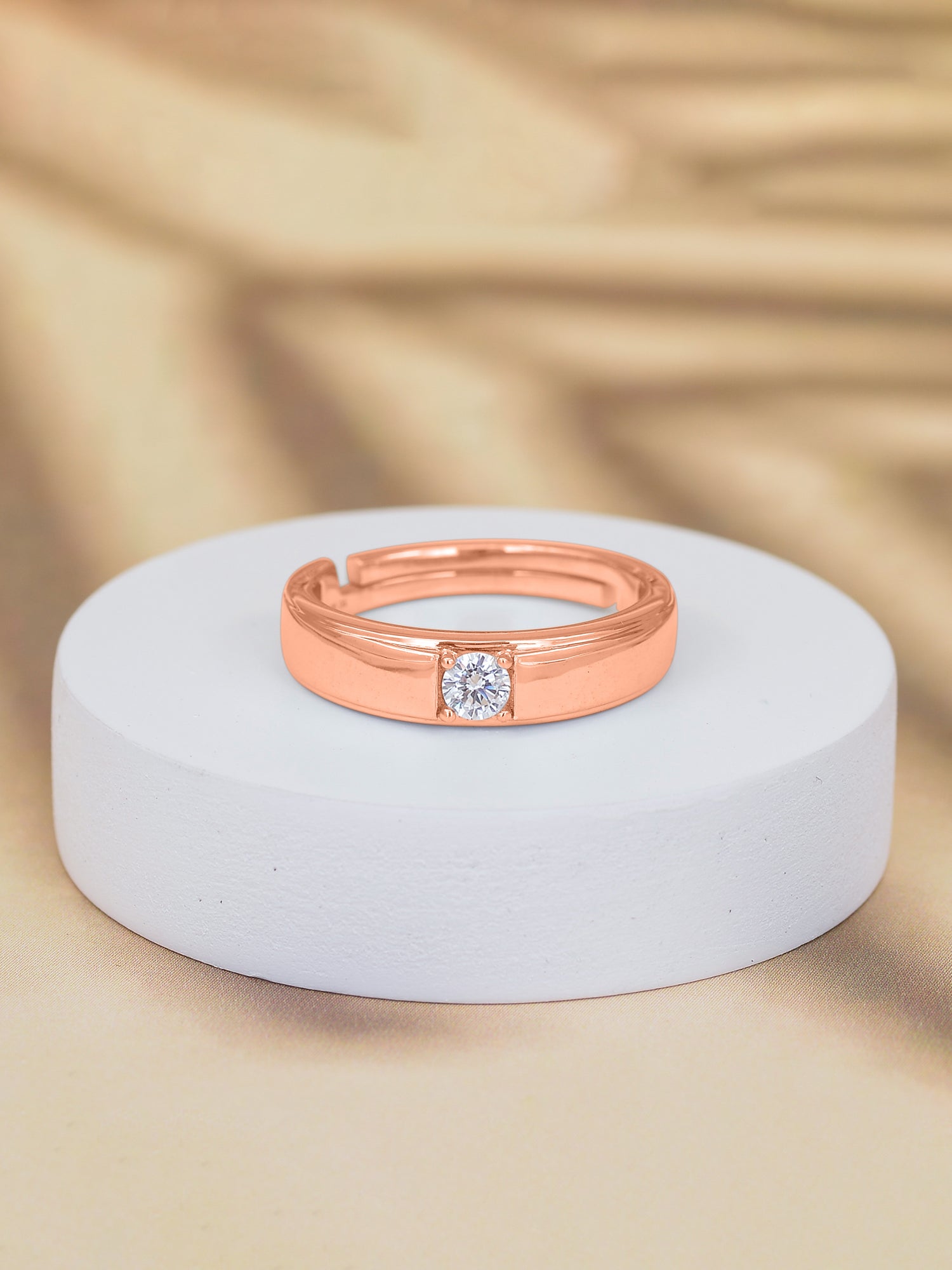 0.5 Carat 925 Pure Adjustable Rose Gold Ring For Him-1