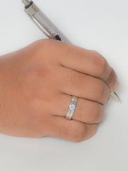 0.5 Carat Diamond Look Solitaire Adjustable Silver Ring For Him-1