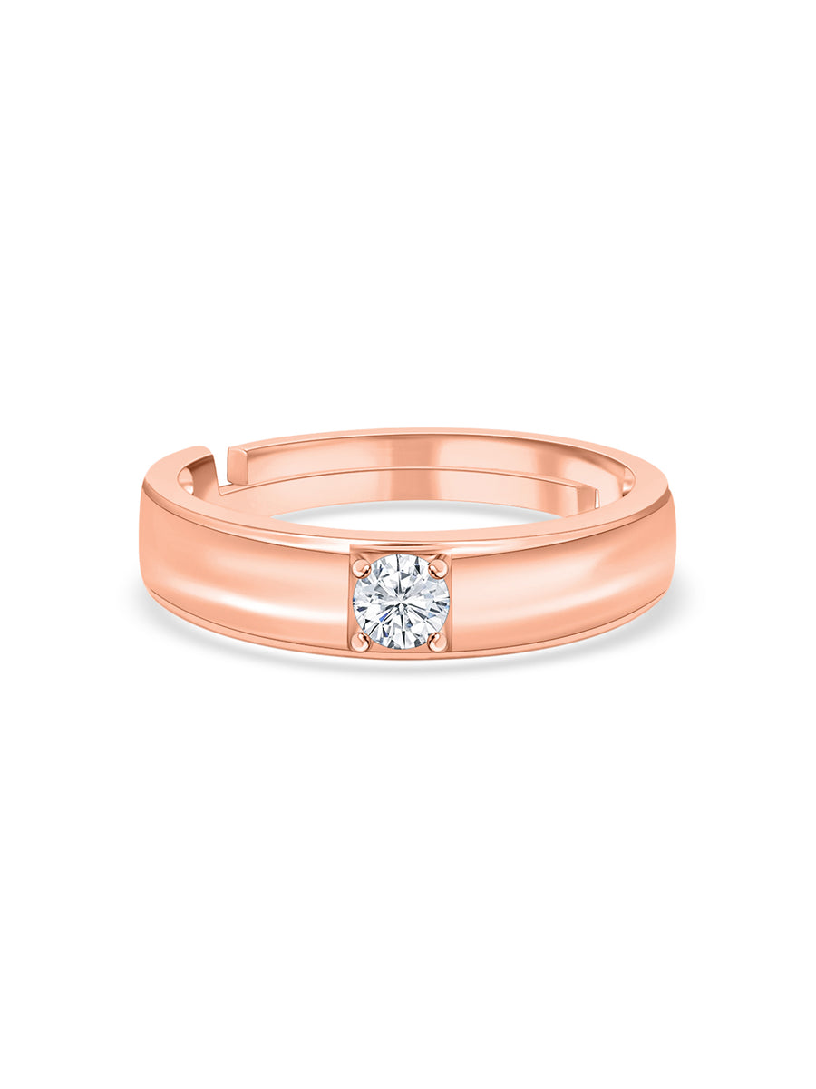 0.5 Carat 925 Pure Adjustable Rose Gold Ring For Him