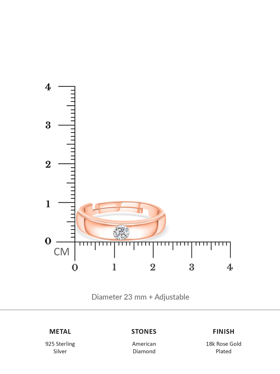 0.5 Carat Single Solitaire Adjustable Rose Gold Ring For Men-3