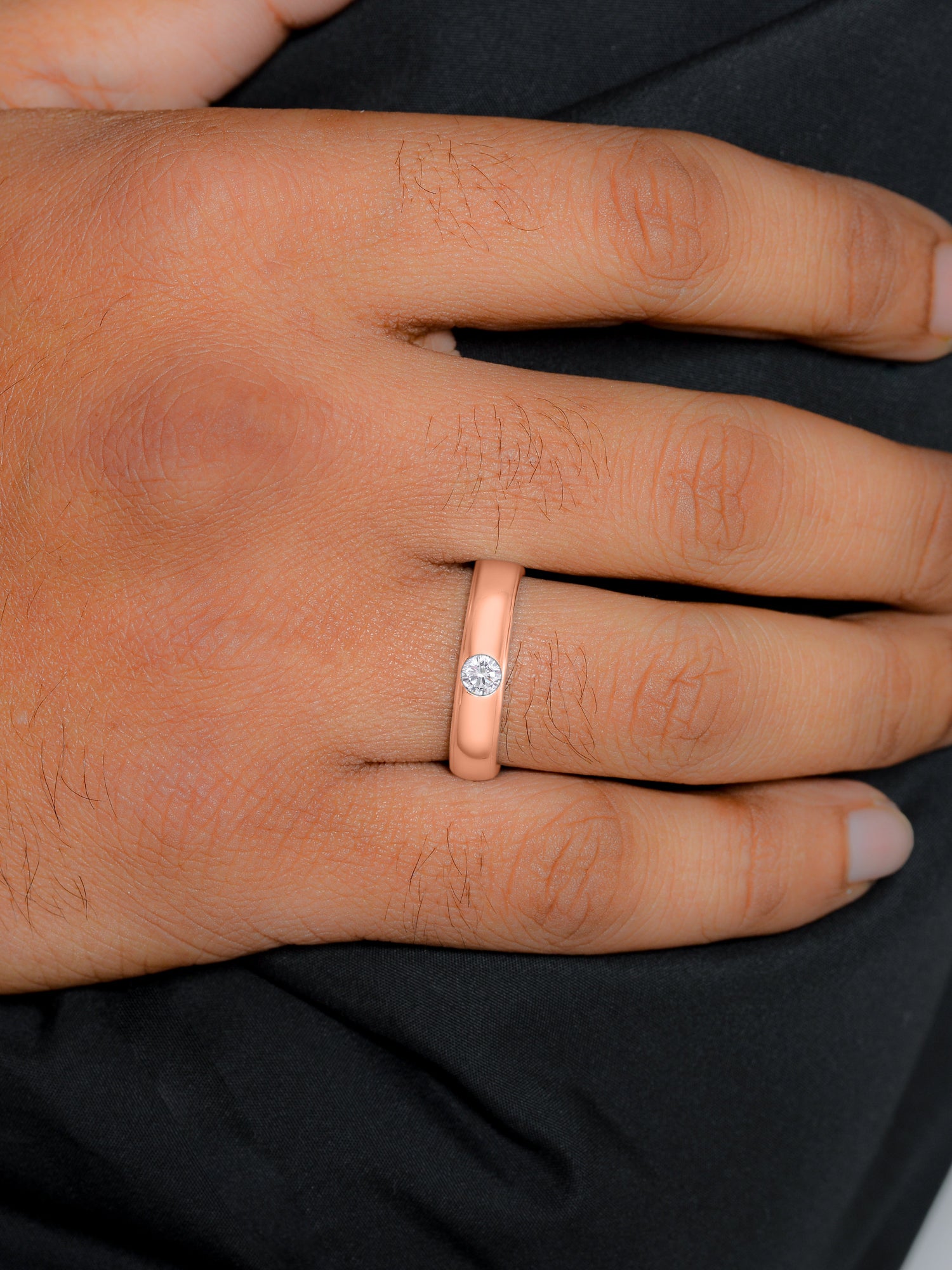 0.5 Carat Single Solitaire Adjustable Rose Gold Ring For Men-1