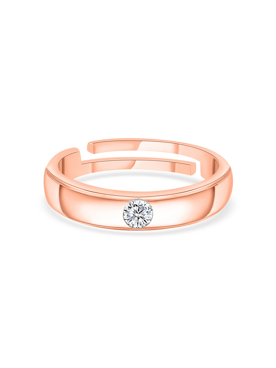 0.2 Carat Adjustable Minimalist Silver Rose Gold Ring For Women