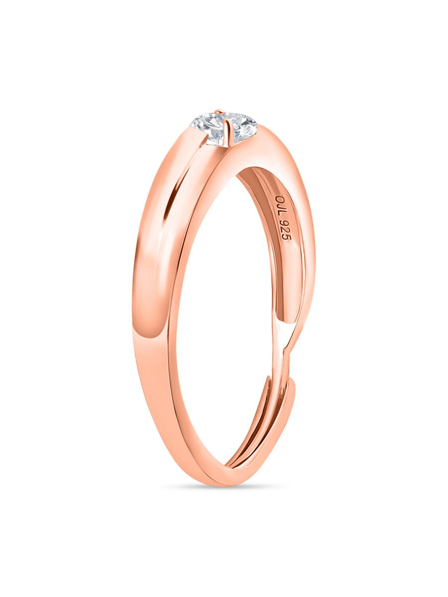 Rose Gold Adjustable Solitaire Band Ring For Men