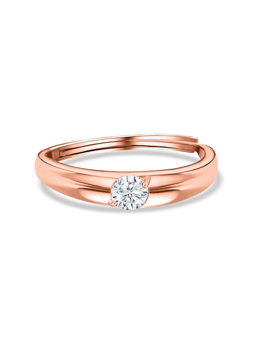 Rose Gold Adjustable Solitaire Band Ring For Men