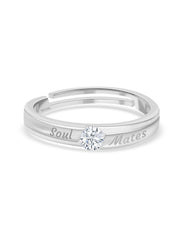 0.5 Carat Single Stone Adjustable Silver Engagement Ring For Him-2