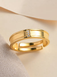 18K Gold Plated Adjustable Silver Ring For Men