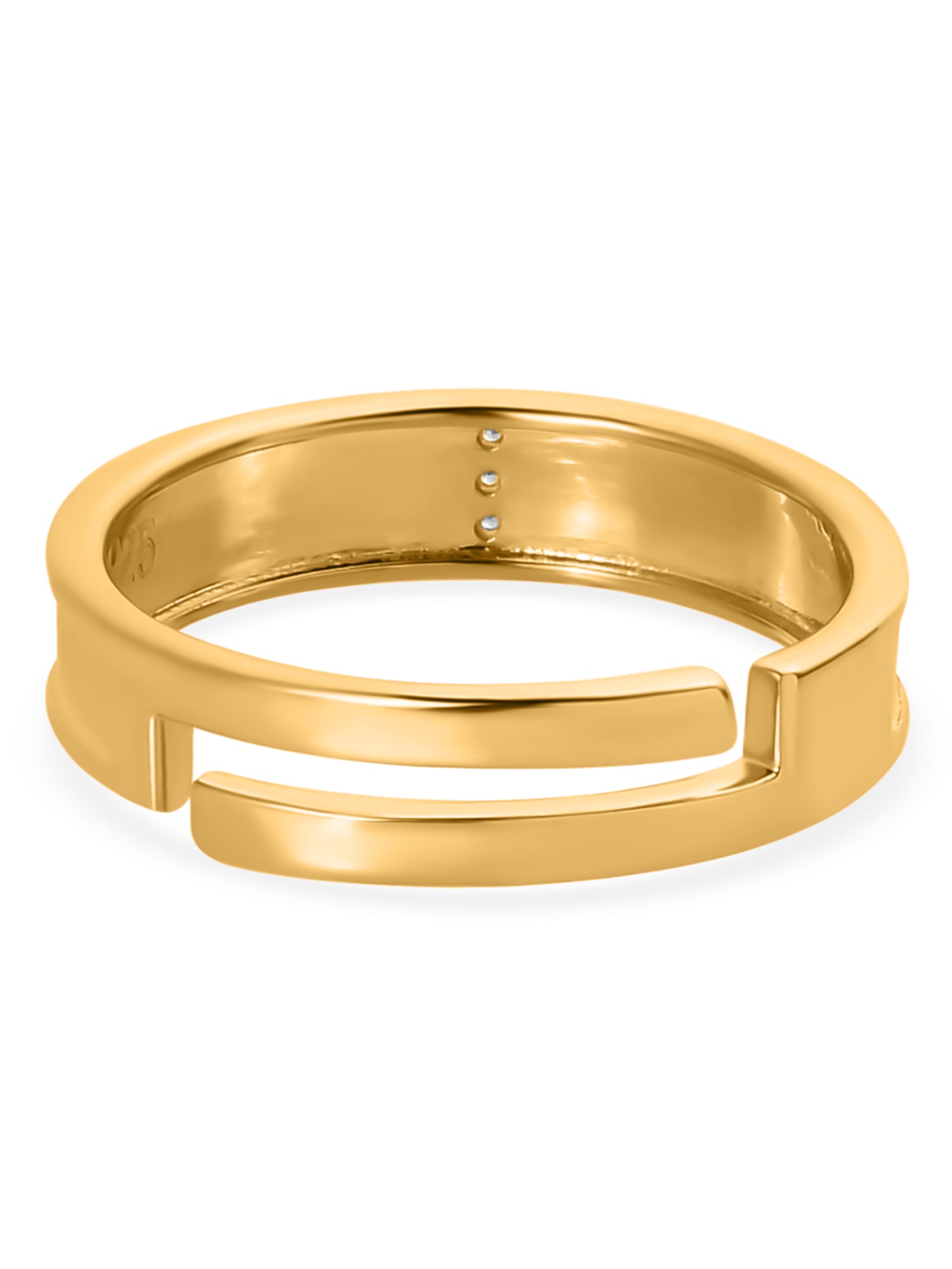 Men's 18K Gold Plated Adjustable Silver Ring